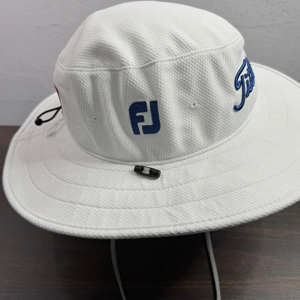 Titleist Hat Unisex OSFM White Tour Aussie Bucket Golf Sun Cap Pro V1 FJ